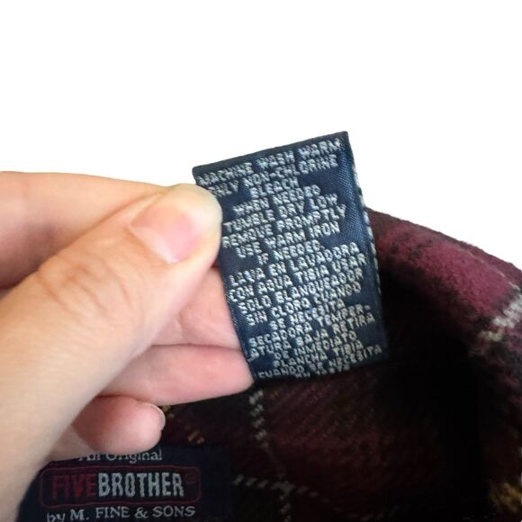 Vintage XL‎ tall Red Green Five Brother Thick Cotton Button Flannel Shirt - USA - Picture 6 of 11